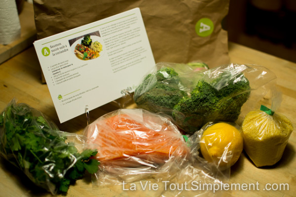 Premier paquet d'ingrédients | Évoilà5 - Un service de prêt-à-cuisiner qui propose des menus avec des recettes simples et équilibrées | lavietoutsimplement.com